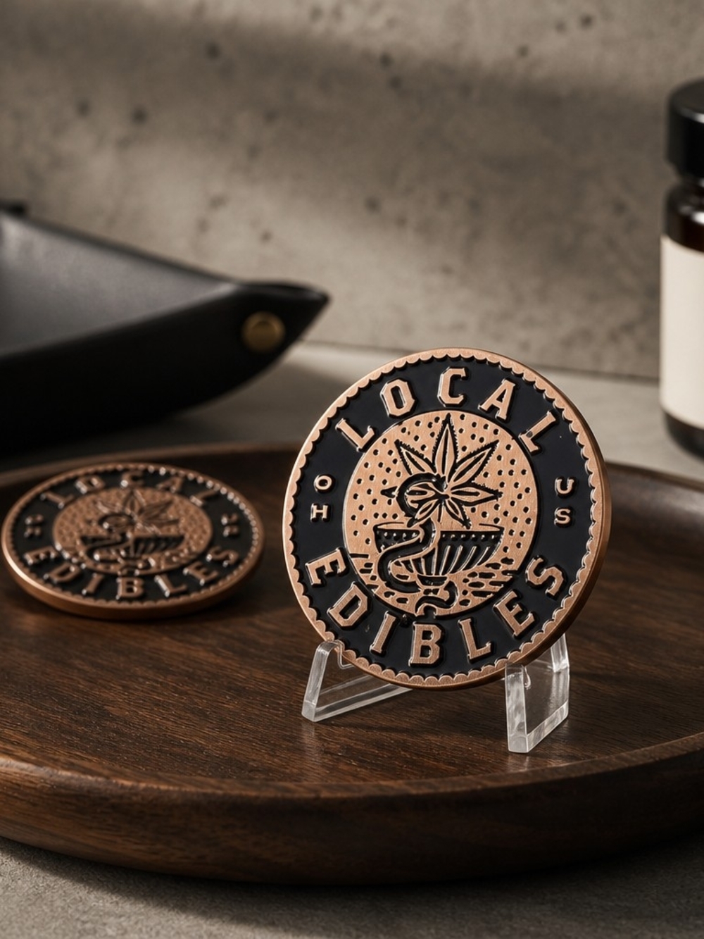 Local Edibles Decorative Pin - Black and Copper